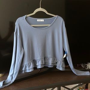 Lapis Blue long sleeve crop top.